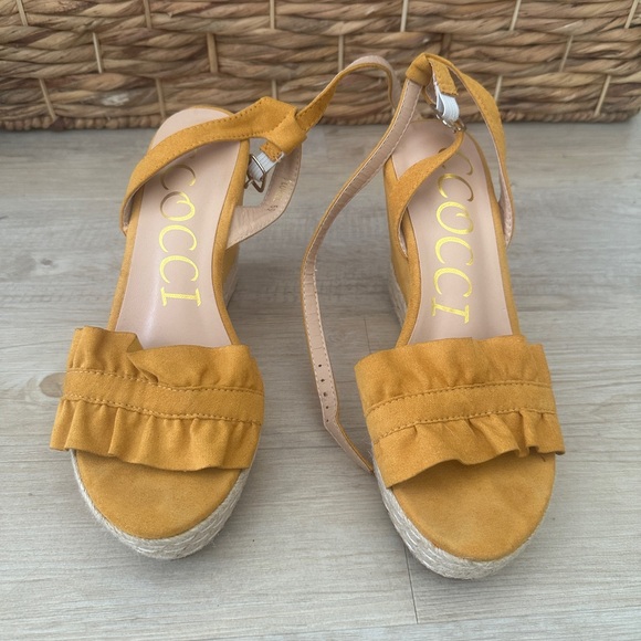 CCOCCI Shoes - CCOCCI Yellow Espadrille Shoes with Ankle Strap